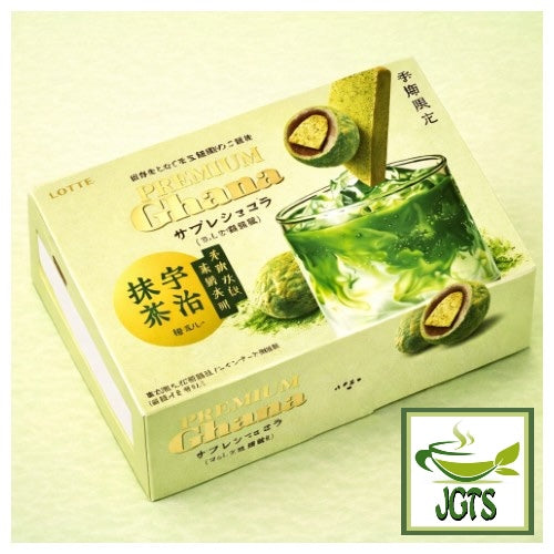 (Lotte) Premium Ghana Sable Chocolate Deep Uji Matcha - Box view side
