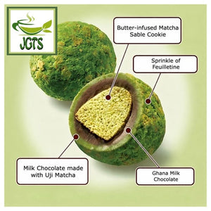 (Lotte) Premium Ghana Sable Chocolate Deep Uji Matcha - Cut view inside cookie