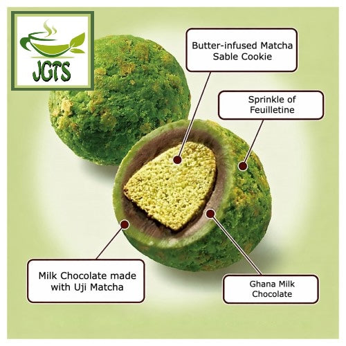 (Lotte) Premium Ghana Sable Chocolate Deep Uji Matcha - Cut view inside cookie