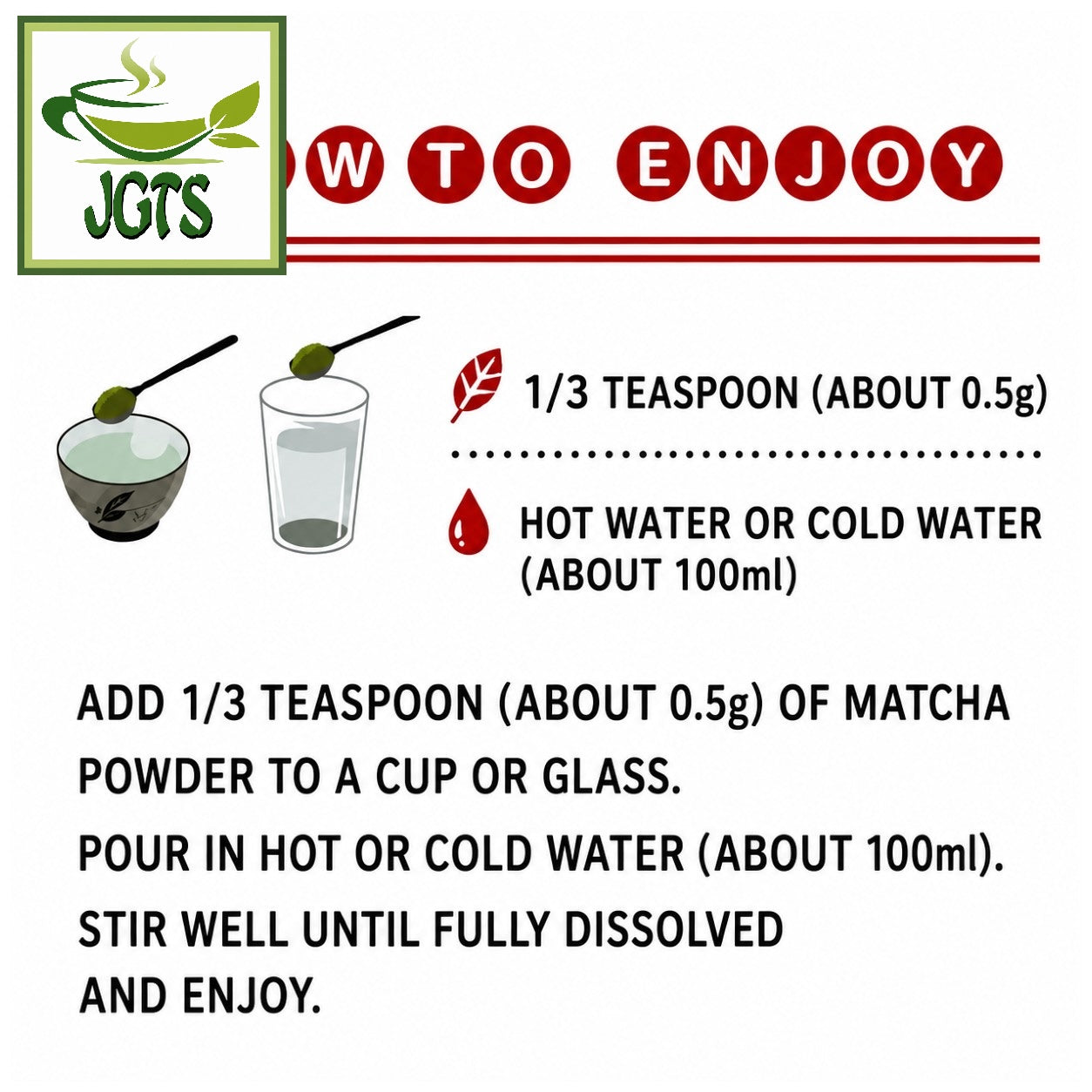 (Maruyama) - Seicha Organic Green Tea Powder with Matcha - Instructions to prepare (E)