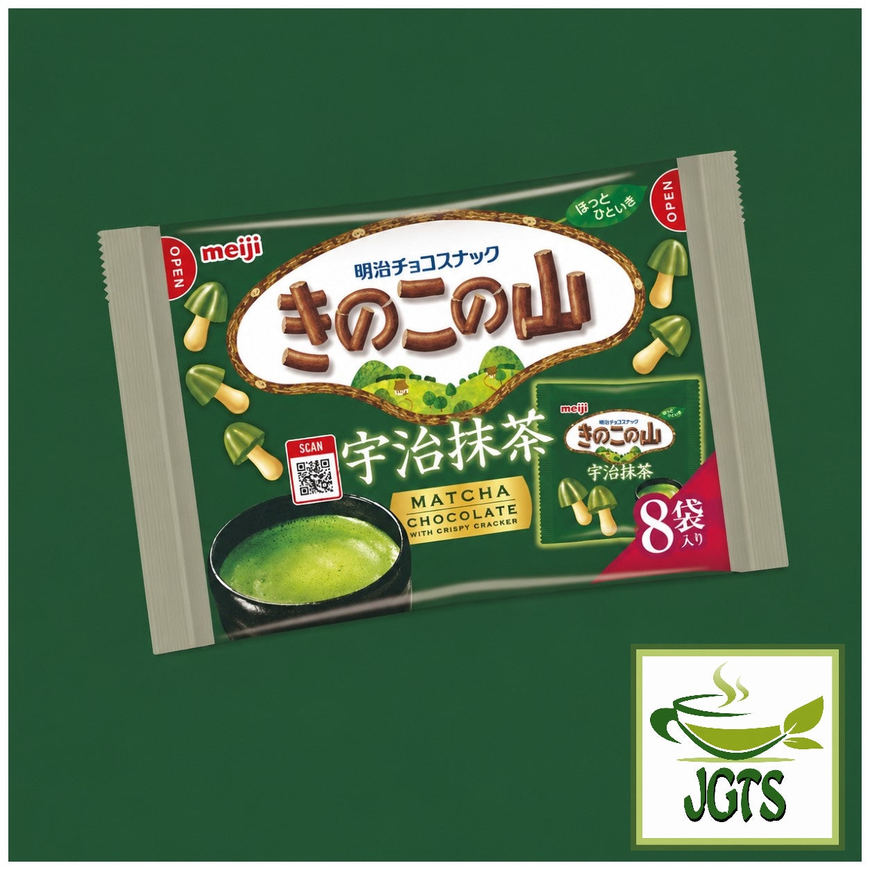 Meiji . Kinoko No Yama Matcha Chocolate - Large size bag