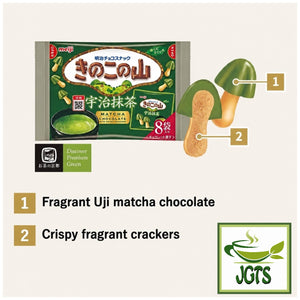 Meiji . Kinoko No Yama Matcha Chocolate - Matcha chocolate and cookie