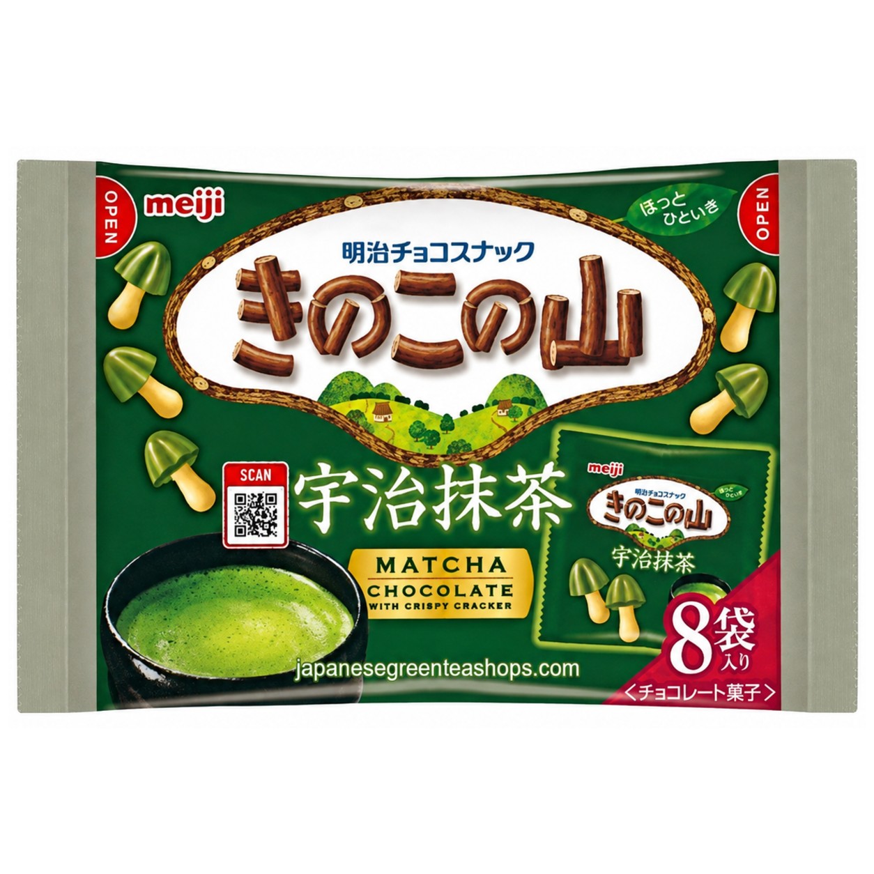 Meiji . Kinoko No Yama Matcha Chocolate