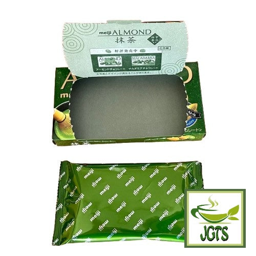 Meiji Almond Matcha - Box with sealed package of matcha almonds