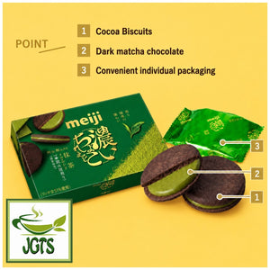 Meiji Dark Chocolate and Matcha Chocolate Sandwich - 3 points of flavor and convenience