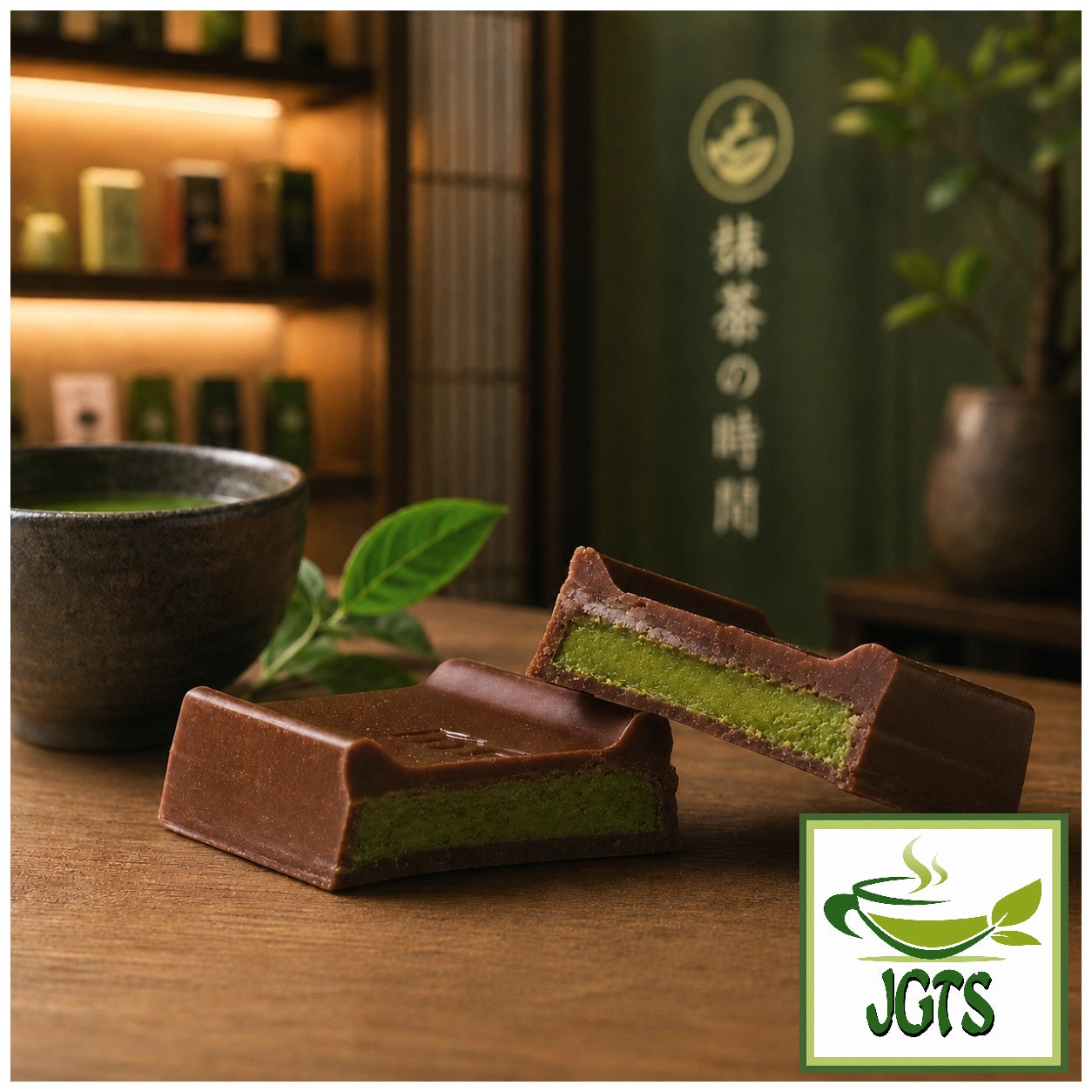 (Meiji) Matcha Chocolate - Inside view of matcha chocolate