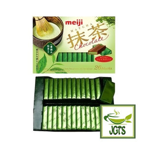 (Meiji) Matcha Chocolate - Open box of matcha chocolate
