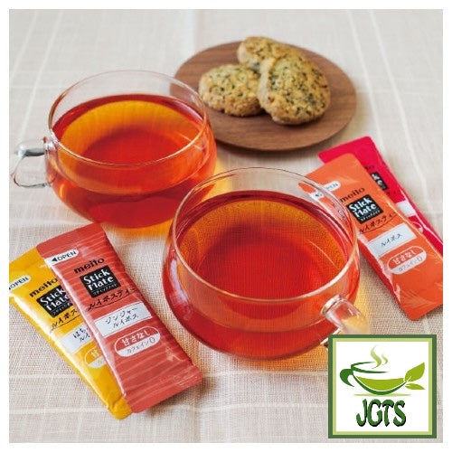 Meito Sangyo Stick Mate Rooibos Tea Assortment - Served fresh in glass tea cups