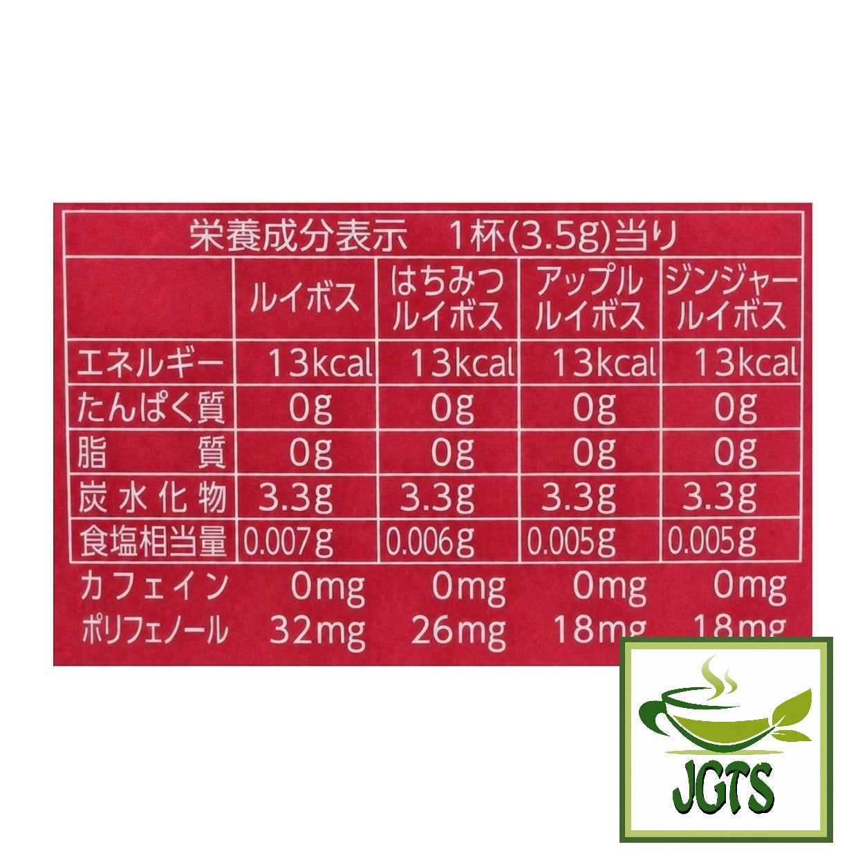 (Meito Sangyo) - Stick Mate Rooibos Tea Assortment - Nutrition information