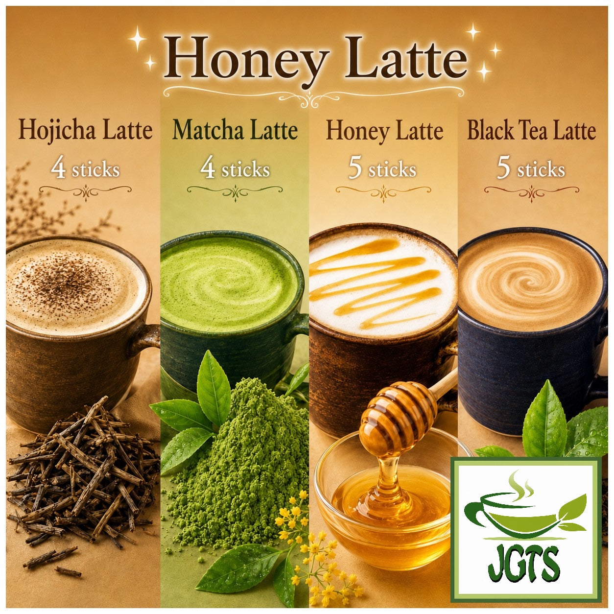 (Meito Sangyo) - Stick Mate Tea Latte Assortment - Four latte flavors (E)