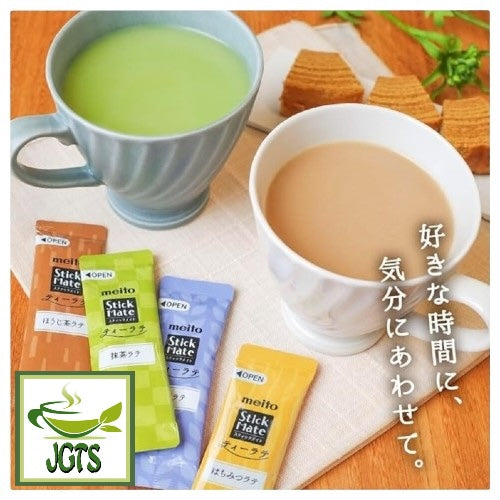(Meito Sangyo) Stick Mate Tea Latte Assortment - Sticks and brewed in cups