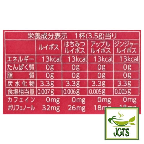 (Meito) Sangyo Stick Mate Rooibos Tea Assortment - Nutrition information