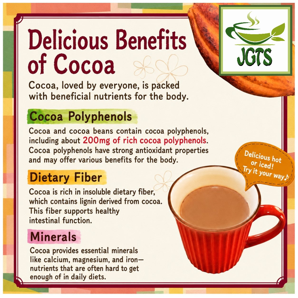 (Morinaga) - Instant Milk Cocoa - About cocoa beans (E)