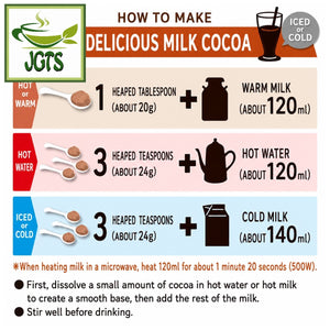 (Morinaga) - Instant Milk Cocoa - Instructions to make hot or cold milk cocoa (E)