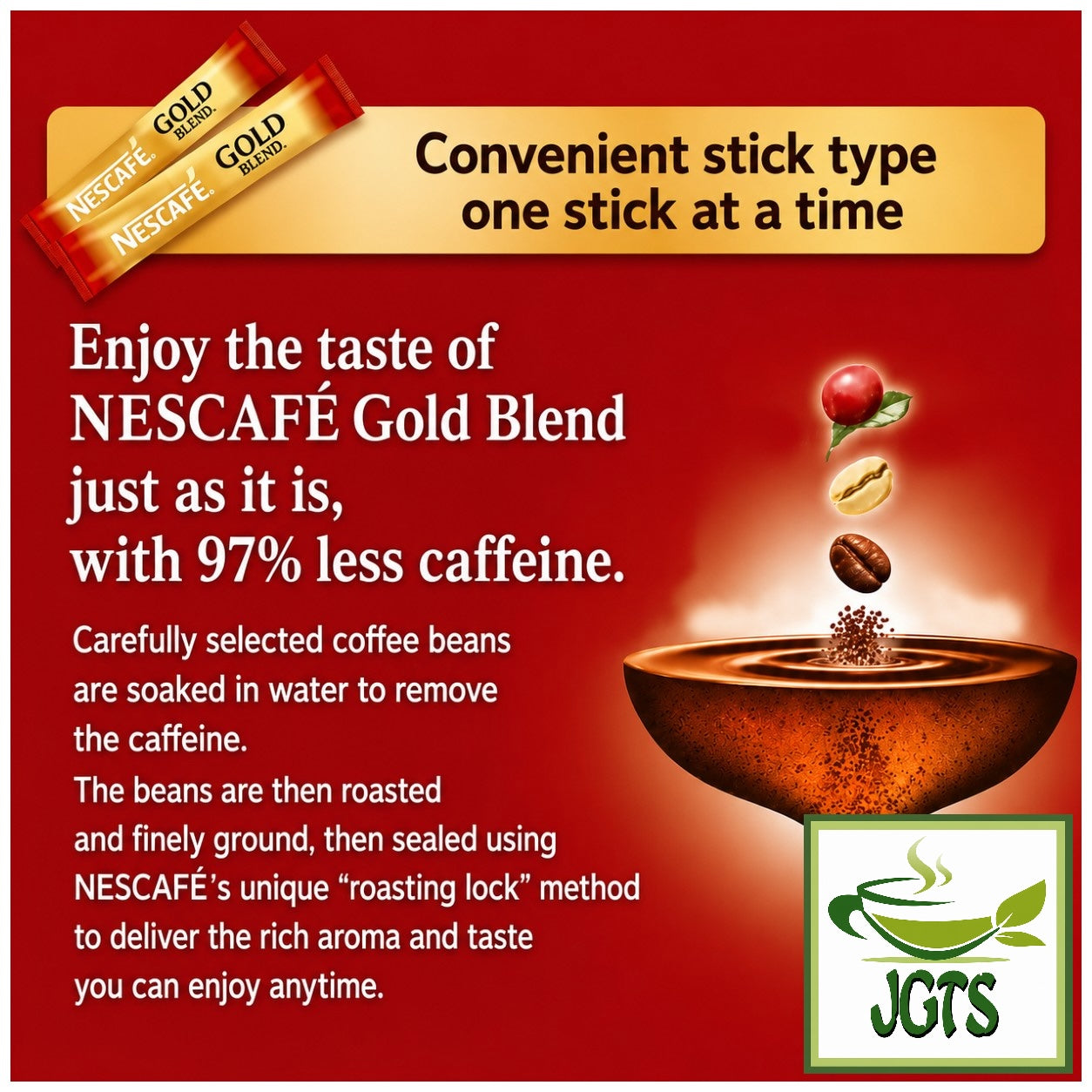 Nescafe - Gold Blend Black Caffeineless Instant Coffee - Carefully selected coffee beans (E)