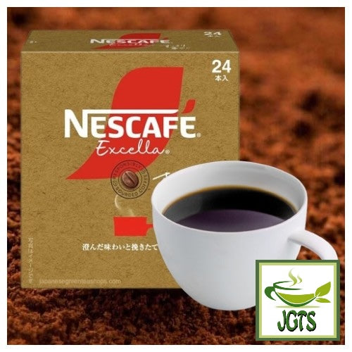 Nescafe Excella Black Refreshing Brilliant Instant Coffee - Excella Cup and Coffee Beans