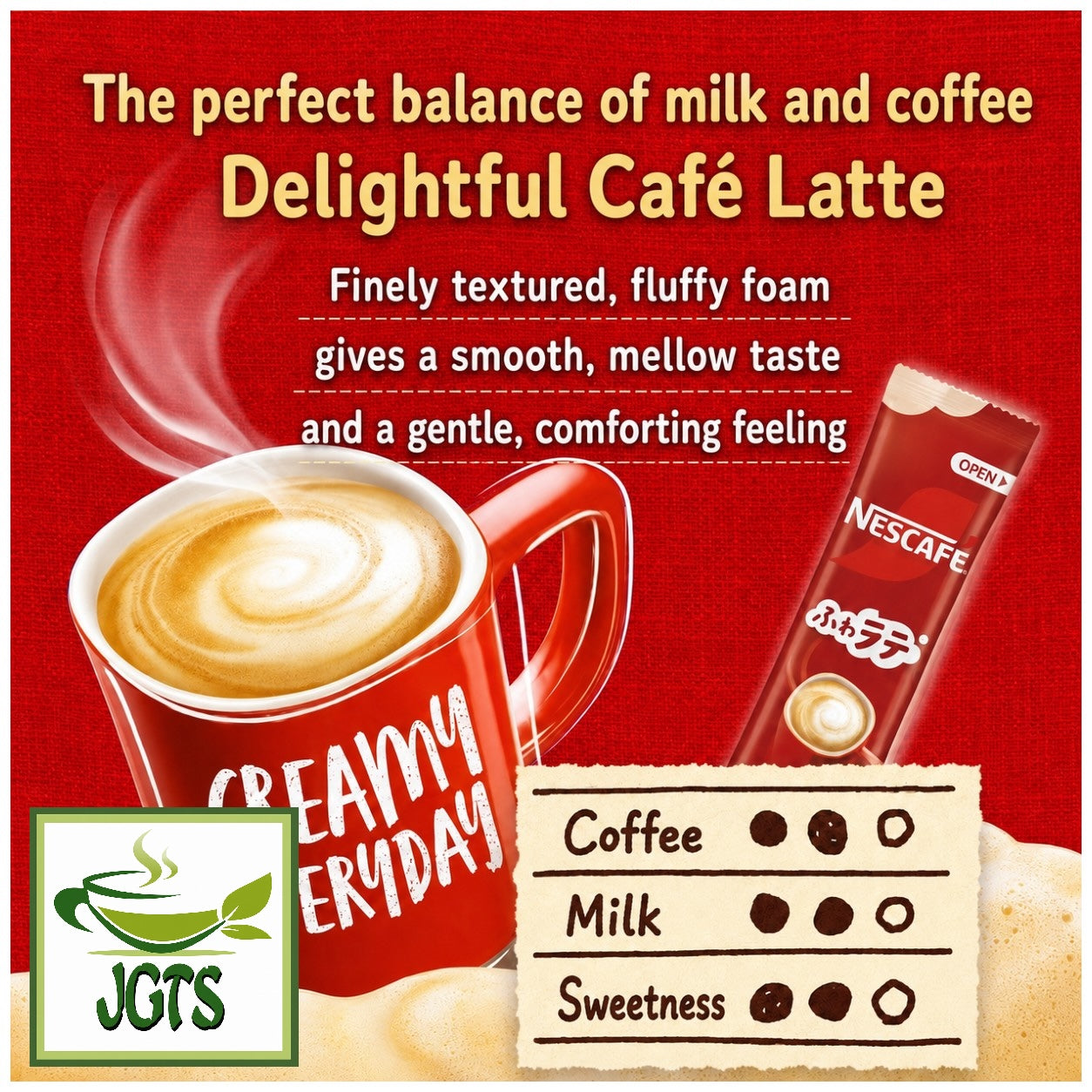 Nescafe Excella Fuwa Cafe Latte Instant Coffee Sticks - Flavor chart 