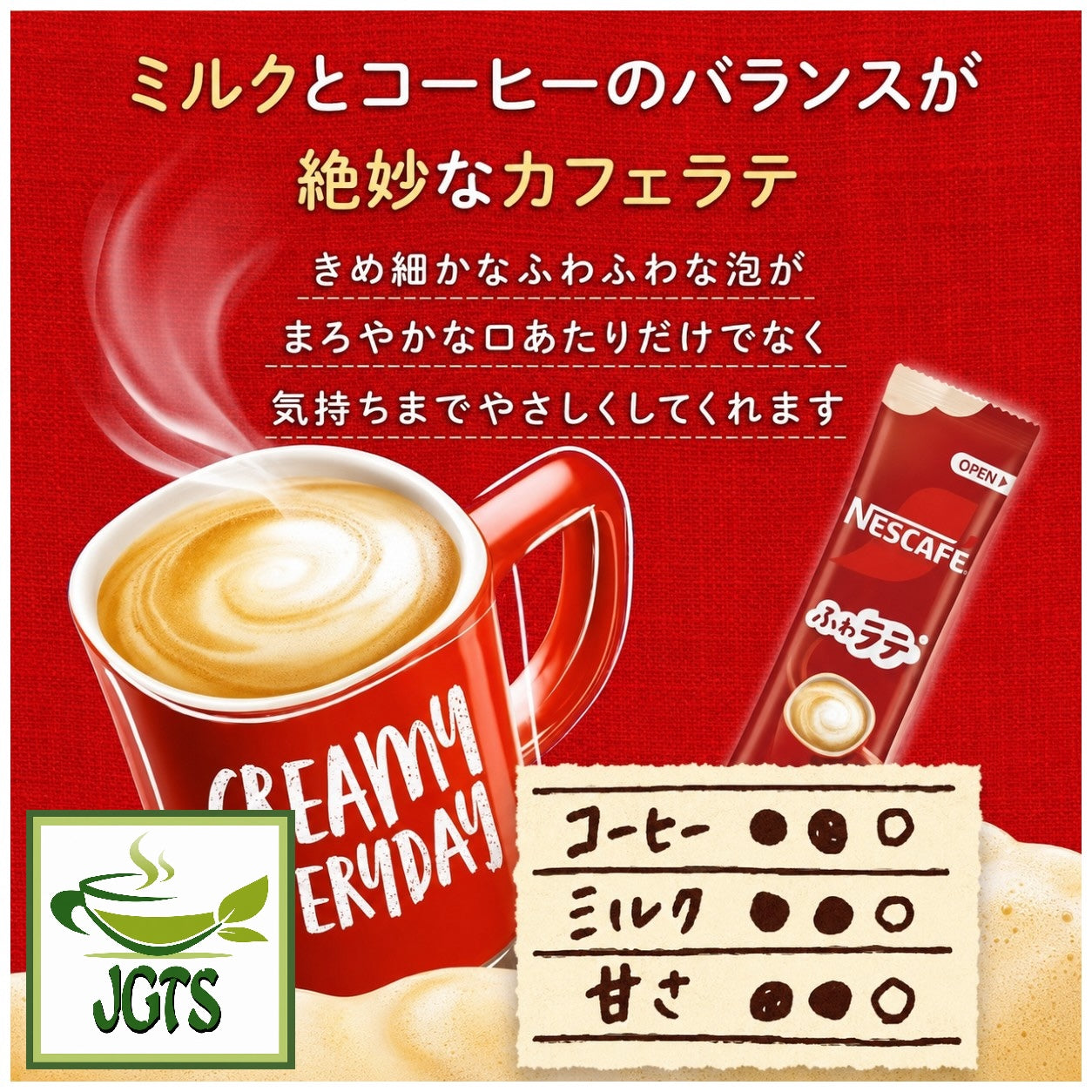 Nescafe Excella Fuwa Cafe Latte Instant Coffee Sticks - Flavor chart (J) 