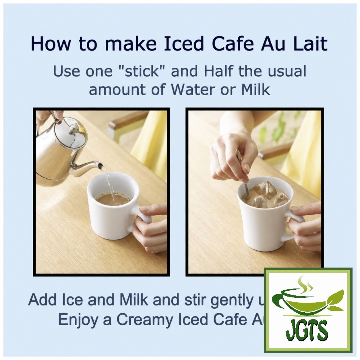 Nescafe Gold Blend Black Caffeine Half Instant Coffee - Instructions to make cafe au lait