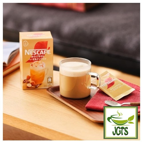 Nescafe Whipped Time Hazelnut Latte - Brewed in cup with package
