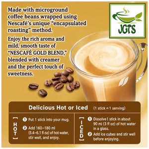 (Nescafe) - Gold Blend Black Instant Coffee 20 Sticks  - Instructions to make Hot or Cold Instructions (E)