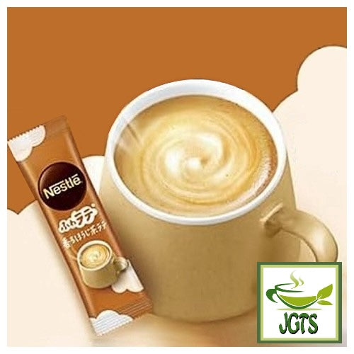 Nestle Fragrant Mellow Roasted Houjicha Latte - brewed in cup and stick