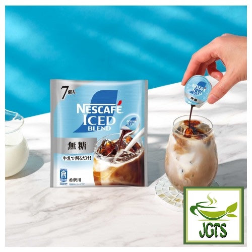 Nestlé Japan Nescafé Ice Blend Potion (No Sugar) - Package and potion poured in glass
