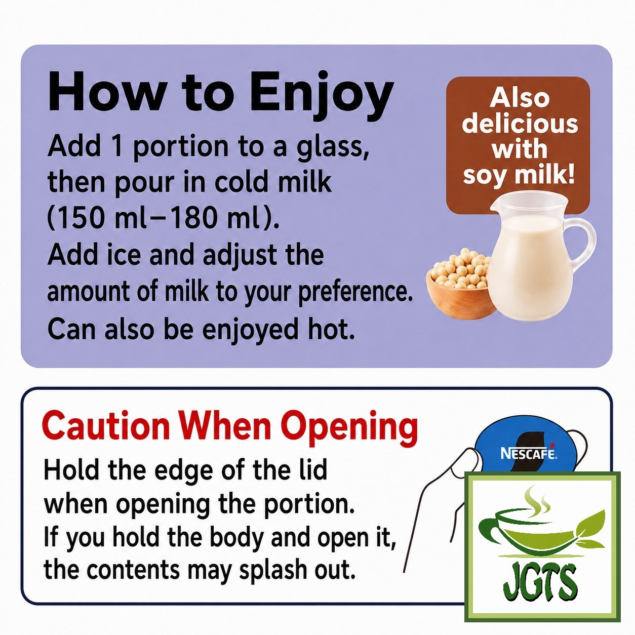 Nestle Japan Nescafe Potion Vanilla Latte - Instructions how to use potion type (E)