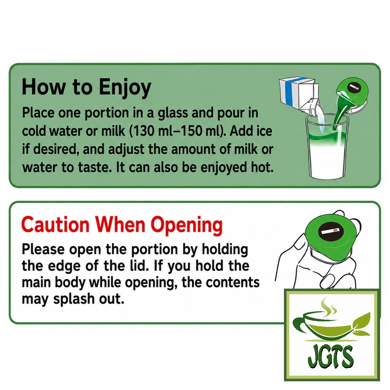 (Nestle Japan) Nescafe Potion Uji Matcha Latte - Instructions how to use potion type (E)