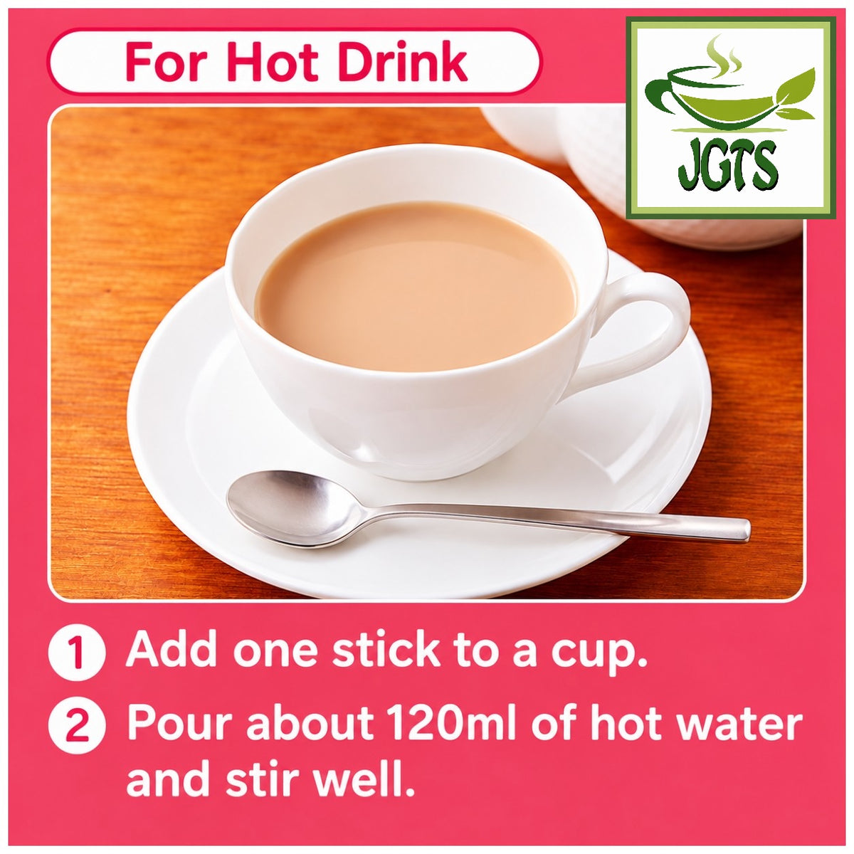 Nittoh Royal Milk Tea Peach - Instructions how to prepare hot (E)