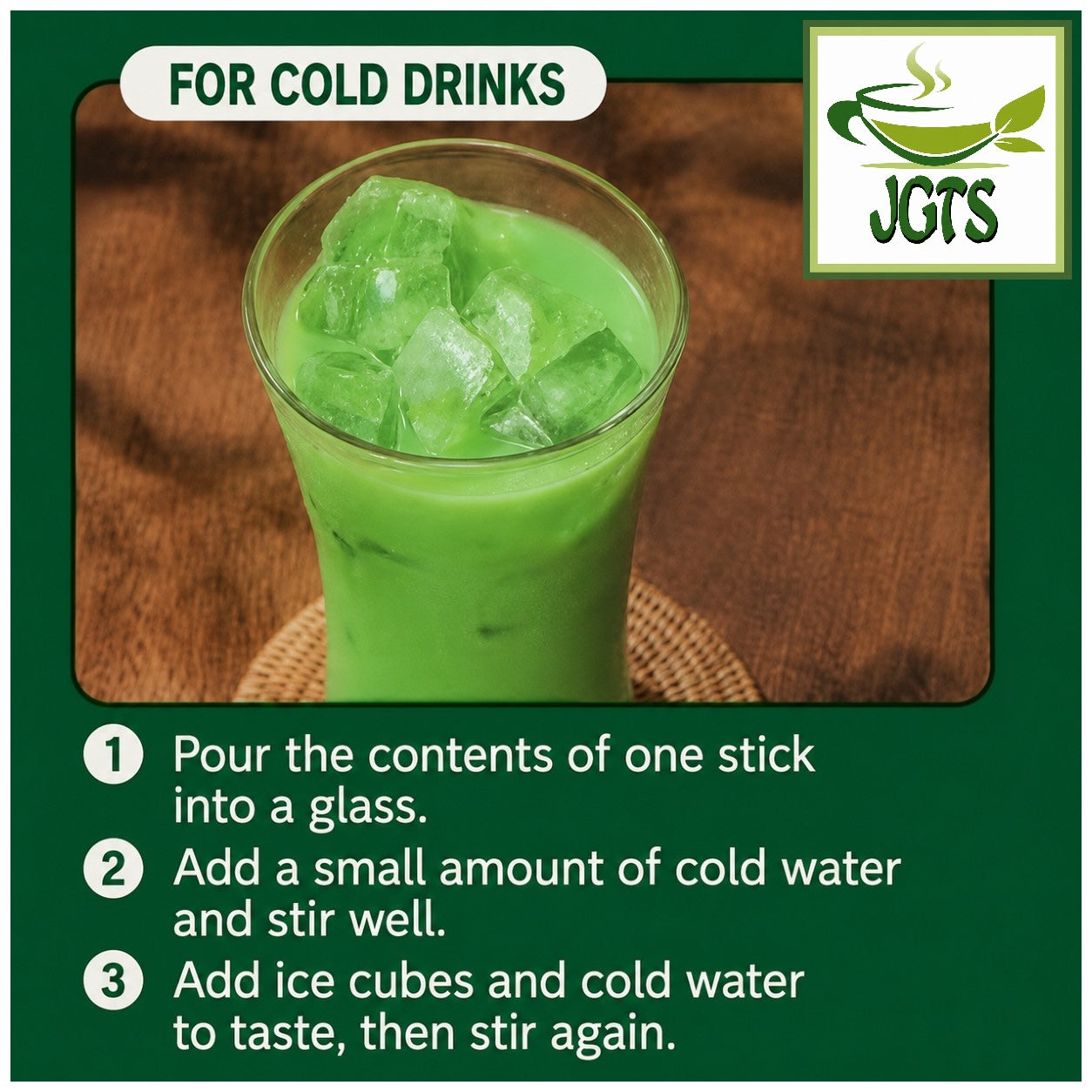 (Nittoh) - Matcha Au Lait - Instructions how to brew iced Matcha Au Lait (E)