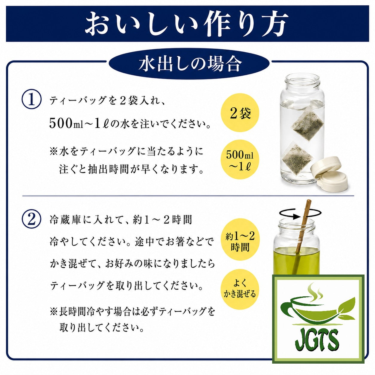 Nomura Sangyo -  Sencha Green Tea Bags - Instructions to prepare my bottle