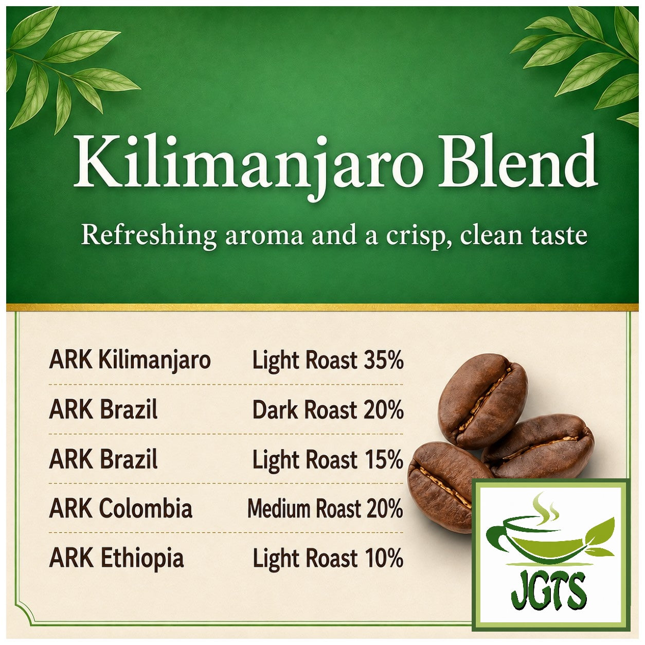 Ogawa Coffee Shop  - Kilimanjaro Ground Coffee - Crisp clean taste (E)