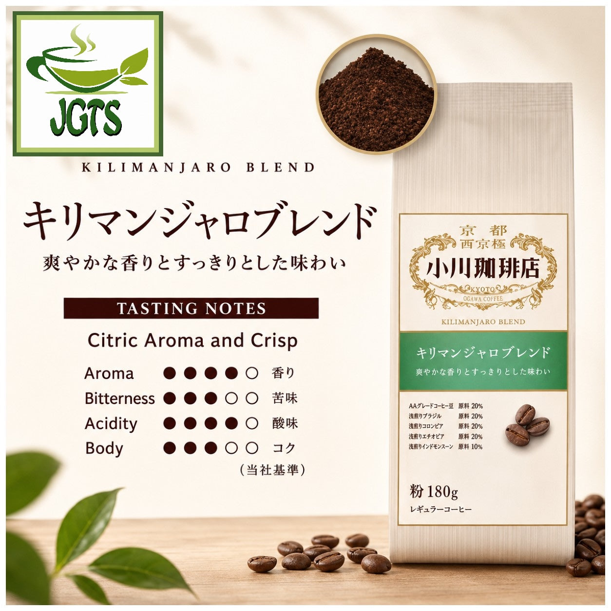 Ogawa Coffee Shop  - Kilimanjaro Ground Coffee- Flavor chart