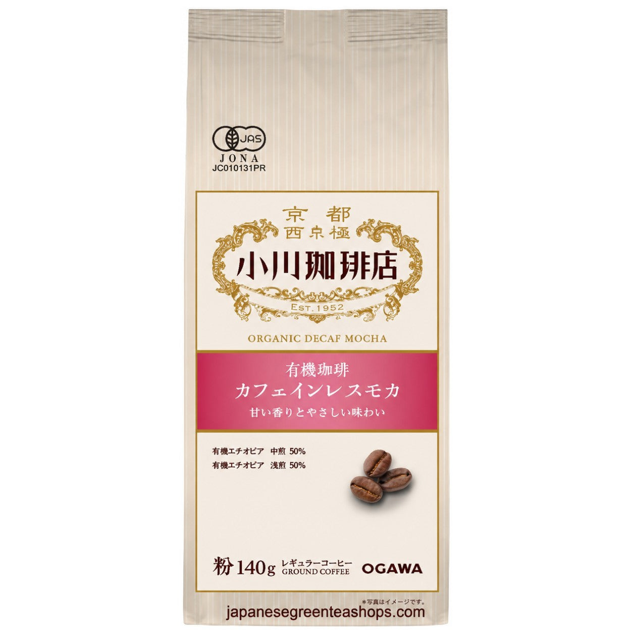Ogawa Coffee Shop Organic Decaffeinated Mocha Blend Ground Coffee