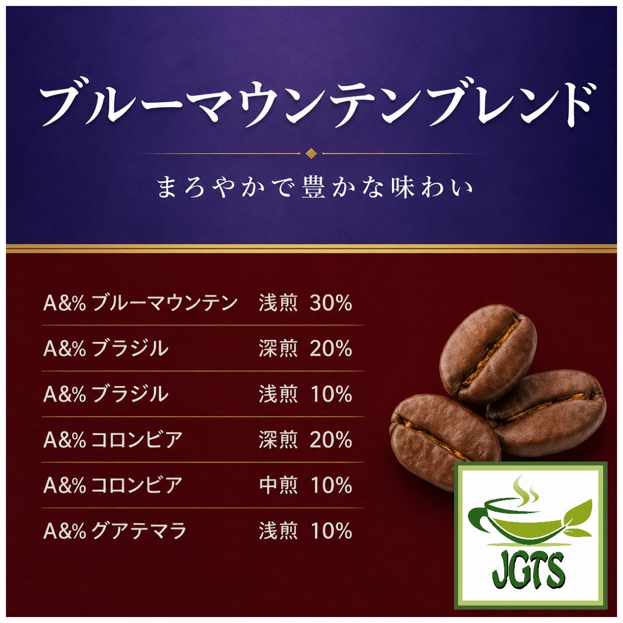 (Ogawa Coffee Shop) - Blue Mountain Blend Coffee Beans - Smooth rich and well balanced