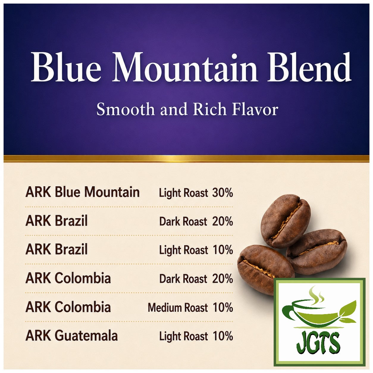 Ogawa Coffee Shop ~ Blue Mountain Blend Ground Coffee - Smooth and rich flavor (E)