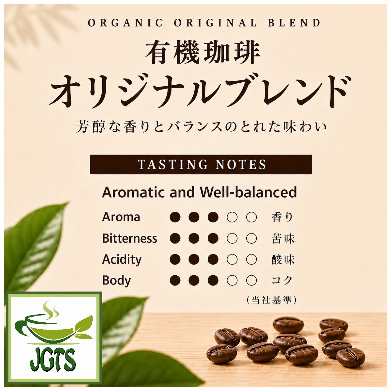 Ogawa Coffee Shop ~ Original Organic Blend Coffee Beans - Coffee flavor chart