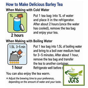 Rokujo Barley (Mugicha) Teabags (56 Pieces) - Instructions how to brew barley teabags (E)