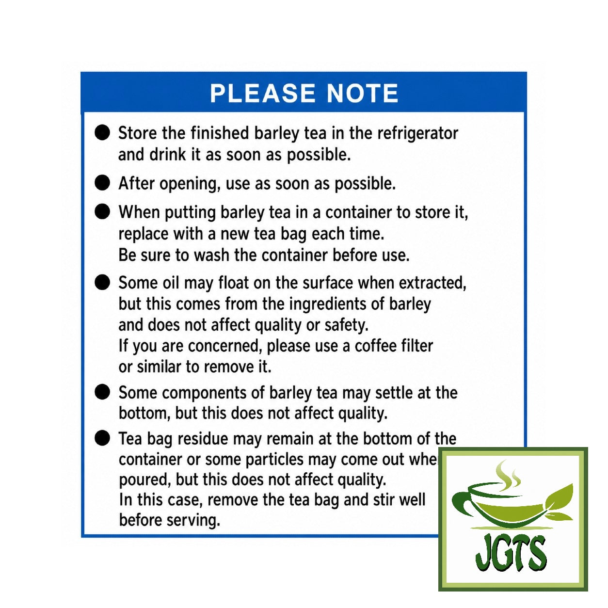 Rokujo Barley (Mugicha) Teabags (56 Pieces) - Product notes (E)