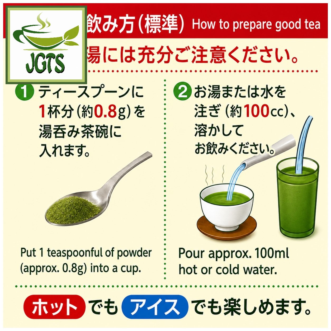 Ryokucha Green Tea with Uji Matcha and Gyokuro (Large Size) - How to brew hot or iced Ryokucha