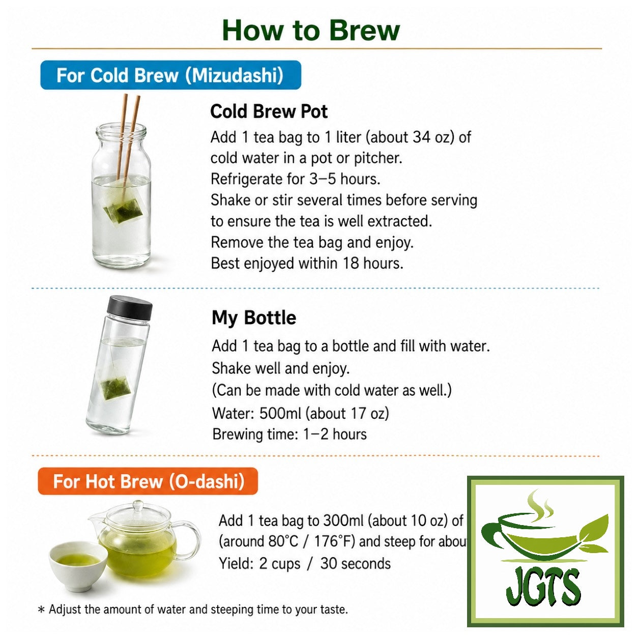 Sayama Green Tea with Uji Matcha - Instructions to brew Sayama tea with Uji matcha (E)