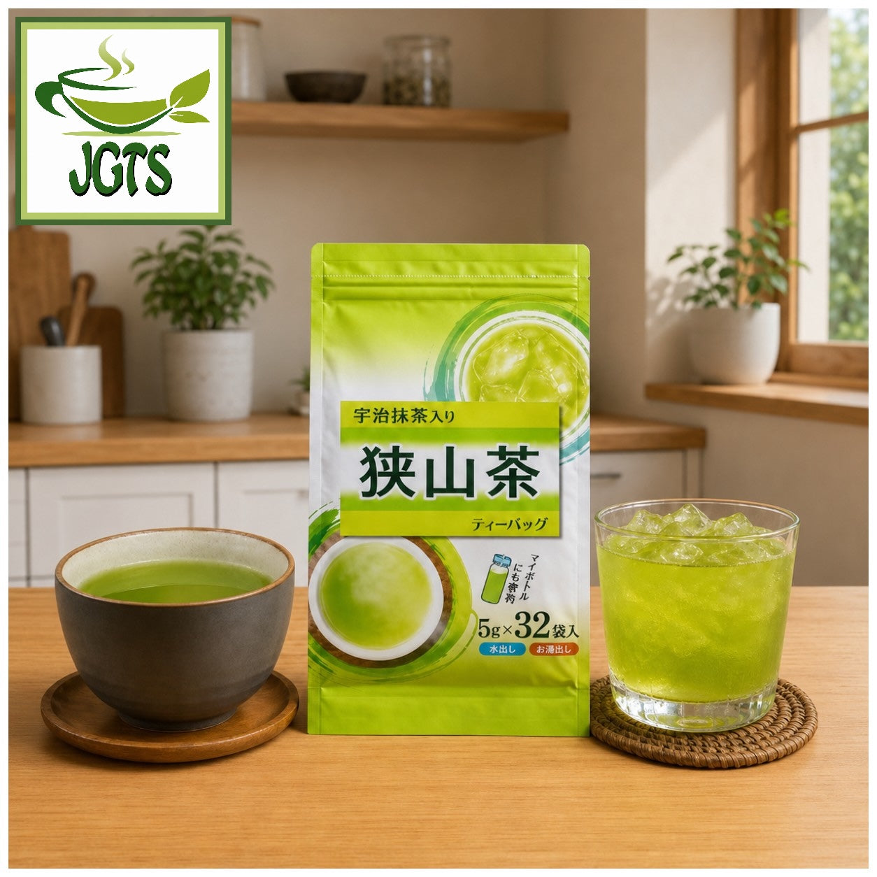 Sayama Green Tea with Uji Matcha - Package with hot and iced green tea 
