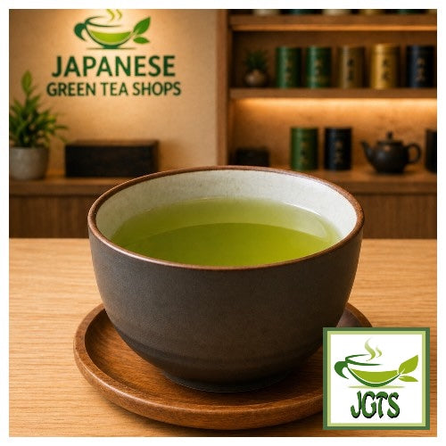Sayama Green Tea with Uji Matcha - cup of hot green tea