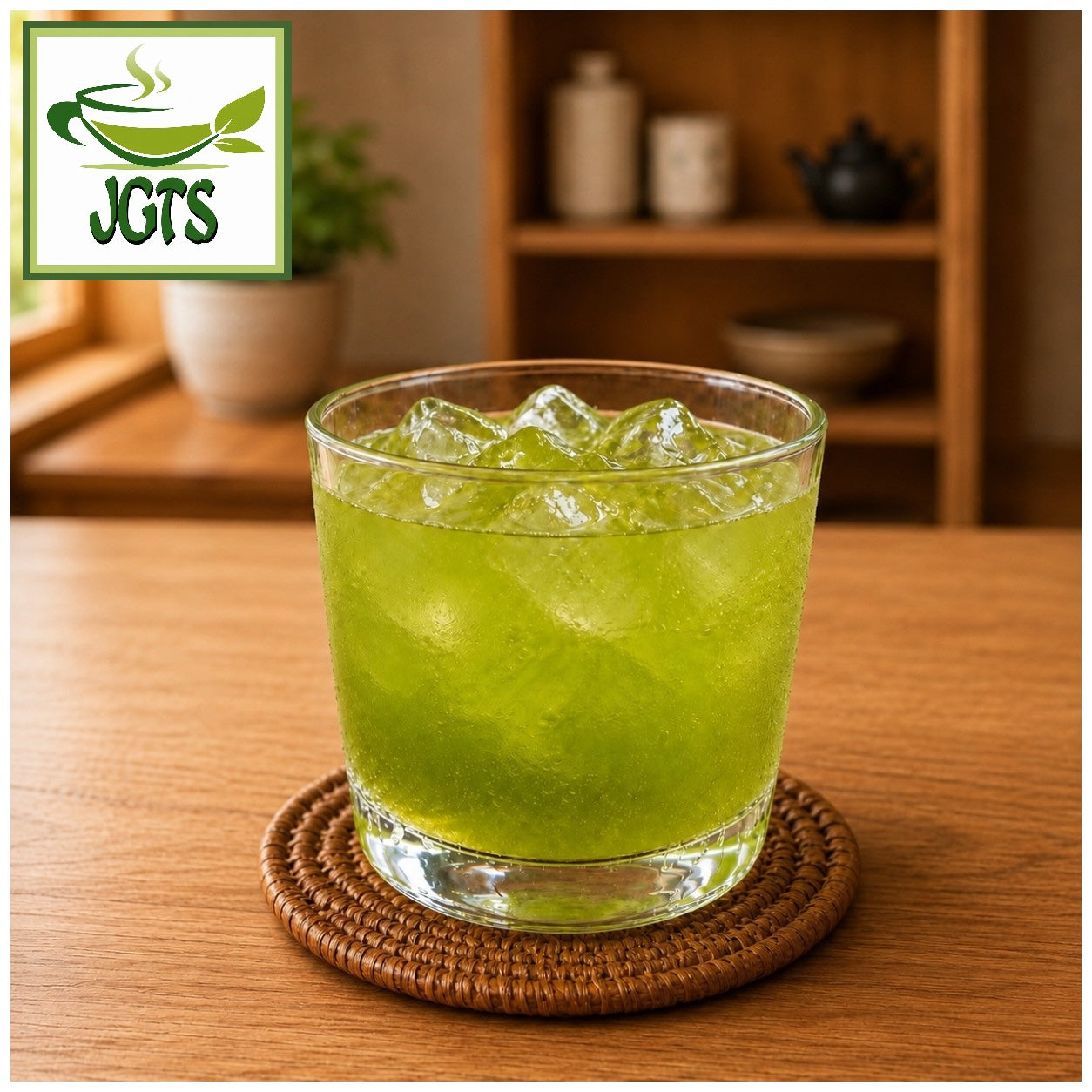Sayama Green Tea with Uji Matcha - glass of iced green tea 
