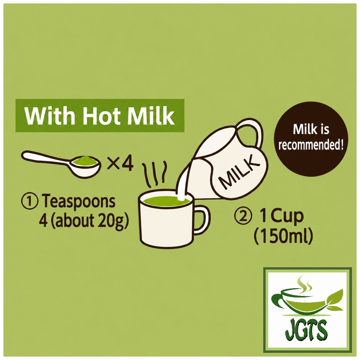 Sefco Matcha Latte - Instructions to brew with hot milk (E)
