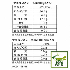 Selected - Uji Sencha Green Tea from Kyoto - Nutrition information