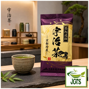 Selected - Uji Sencha Green Tea from Kyoto - Product and cup of tea