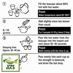 Shizuoka - Roasted Green Tea (Houjicha) - Instructions to brew houjicha (E)