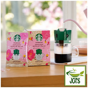 Starbucks - Origami Personal Drip Coffee Spring Blend - Package box and brewed in cup